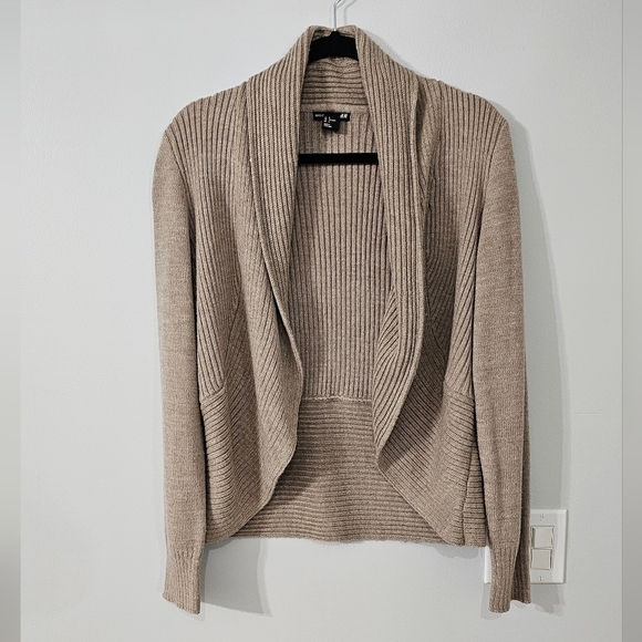 H&M Tan Cardigan with Shawl Collar and Relaxed Fit - Picture 1 of 3